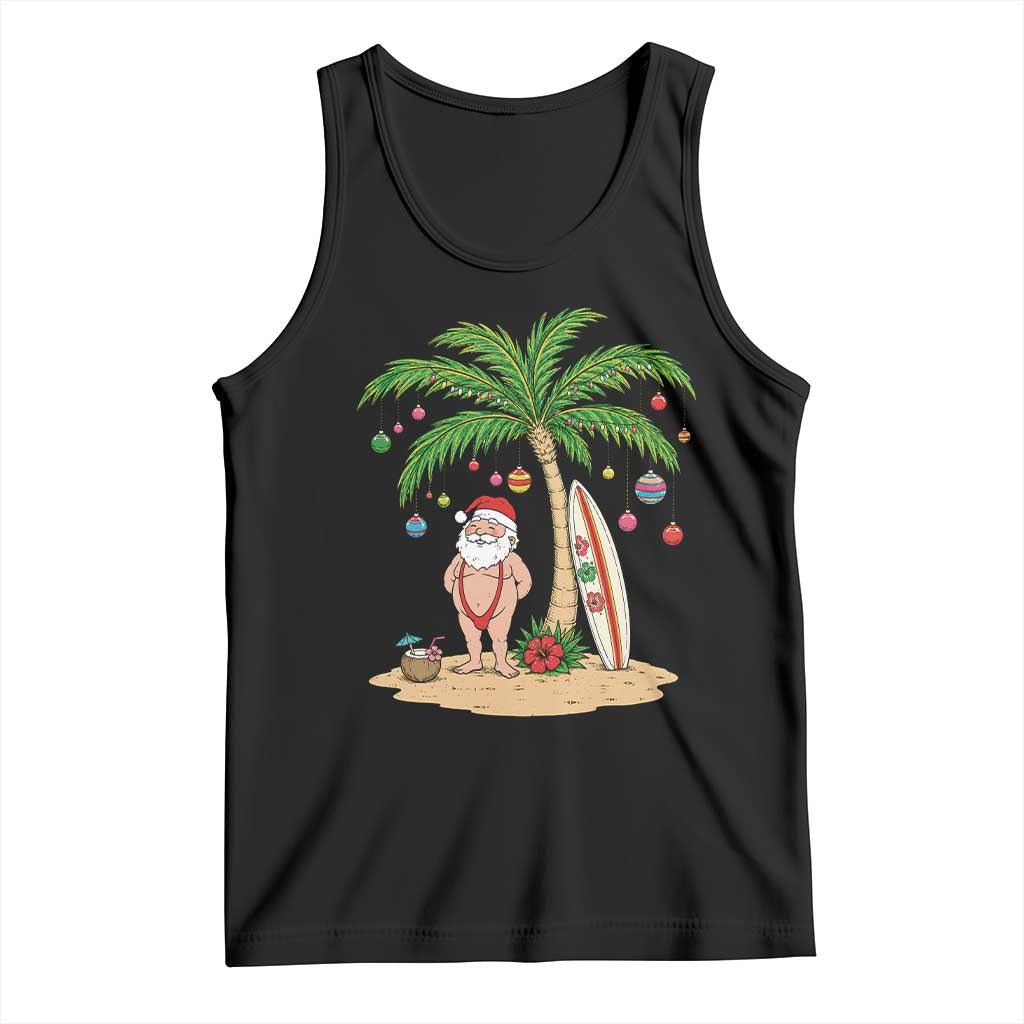 Funny Christmas In July Beach Tank Top Mankini Santa Summer Swimsuit Summer Holiday Vacation Graphic TS10 Black Print Your Wear
