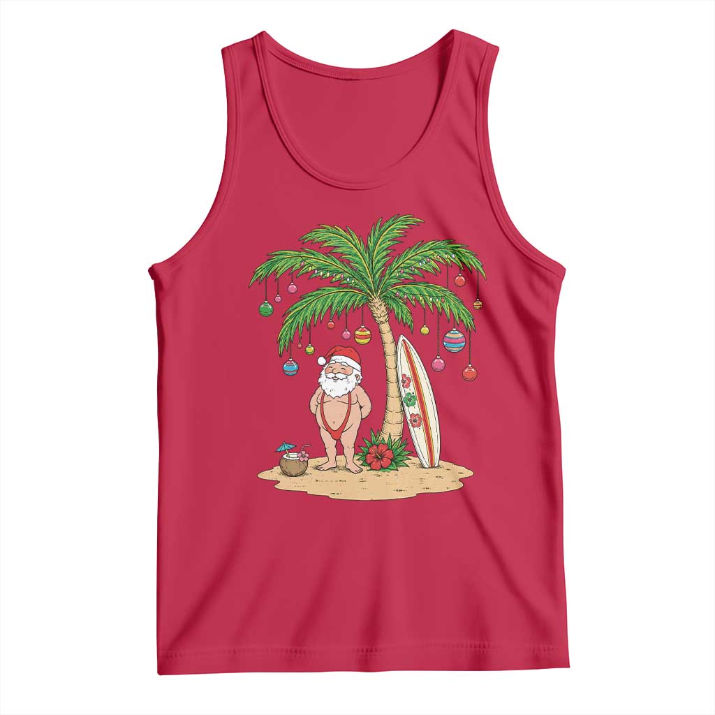 Funny Christmas In July Beach Tank Top Mankini Santa Summer Swimsuit Summer Holiday Vacation Graphic TS10 Red Print Your Wear