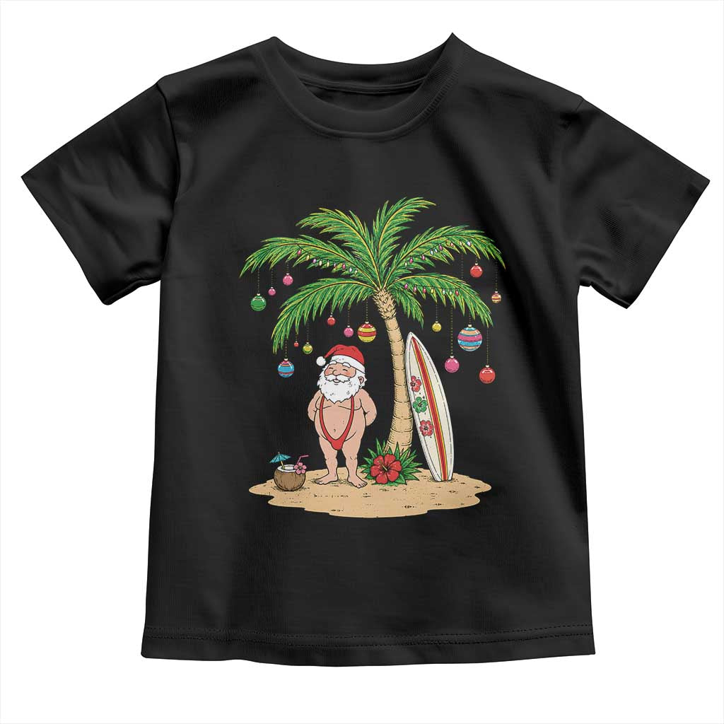 Funny Christmas In July Beach Toddler T Shirt Mankini Santa Summer Swimsuit Summer Holiday Vacation Graphic TS10 Black Print Your Wear