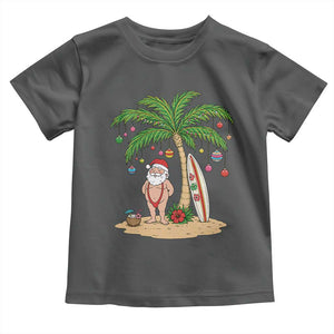 Funny Christmas In July Beach Toddler T Shirt Mankini Santa Summer Swimsuit Summer Holiday Vacation Graphic TS10 Dark Heather Print Your Wear
