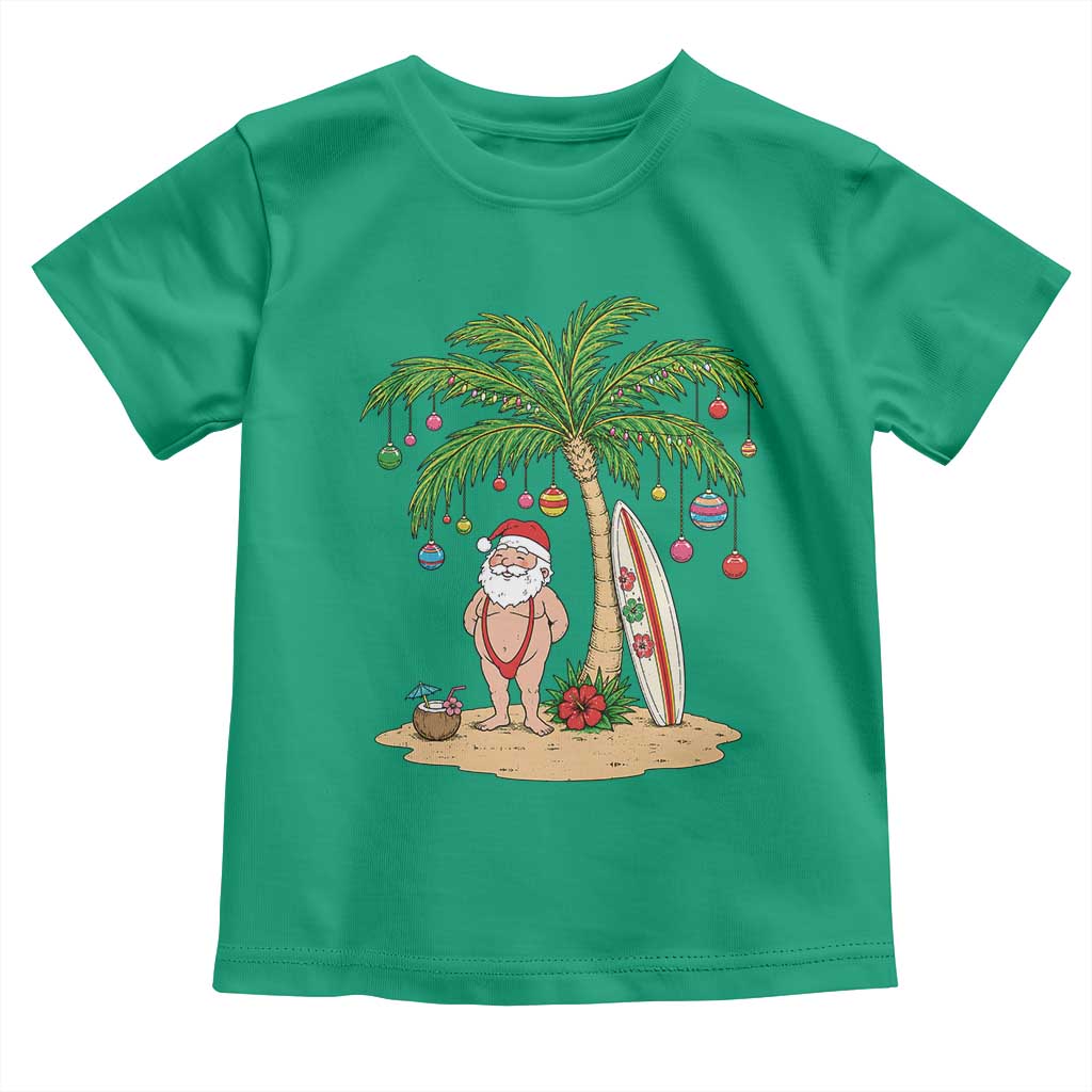 Funny Christmas In July Beach Toddler T Shirt Mankini Santa Summer Swimsuit Summer Holiday Vacation Graphic TS10 Irish Green Print Your Wear