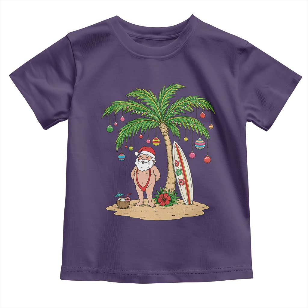 Funny Christmas In July Beach Toddler T Shirt Mankini Santa Summer Swimsuit Summer Holiday Vacation Graphic TS10 Purple Print Your Wear