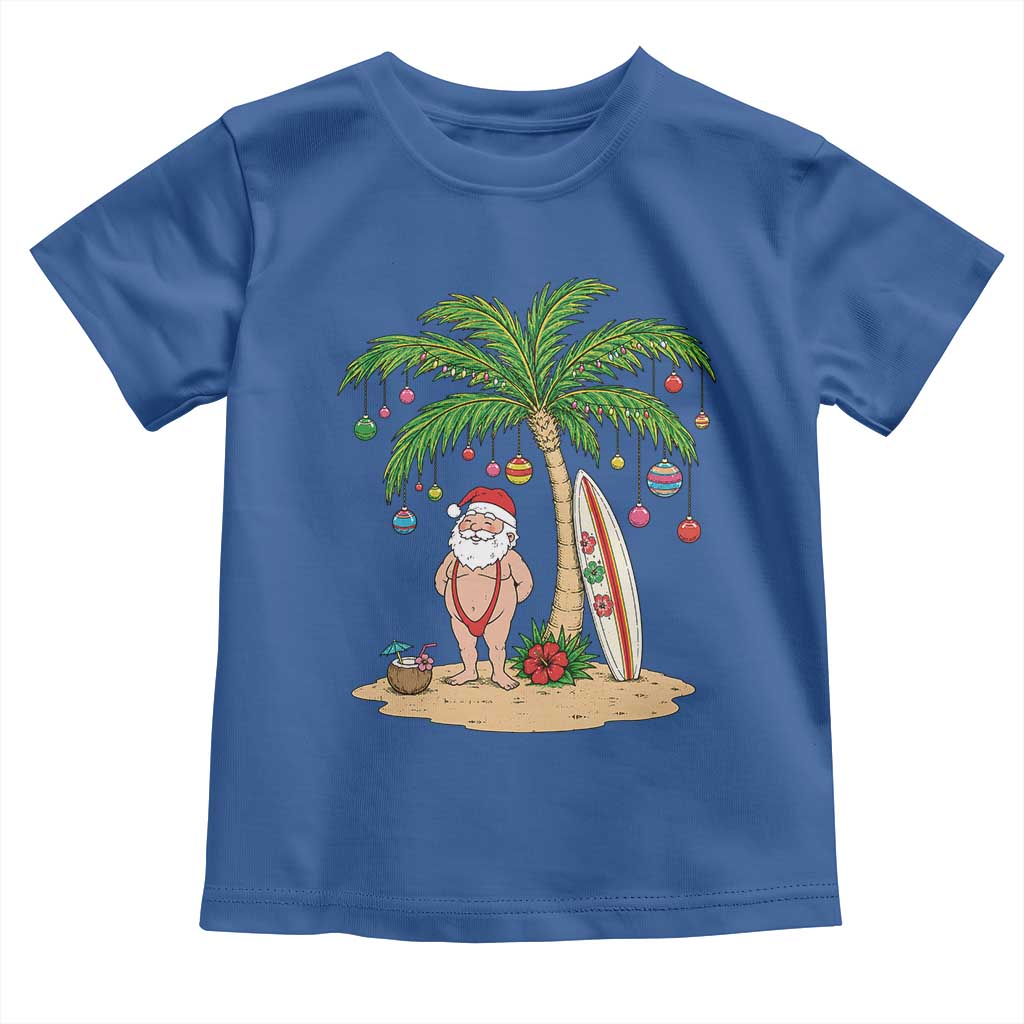 Funny Christmas In July Beach Toddler T Shirt Mankini Santa Summer Swimsuit Summer Holiday Vacation Graphic TS10 Royal Blue Print Your Wear