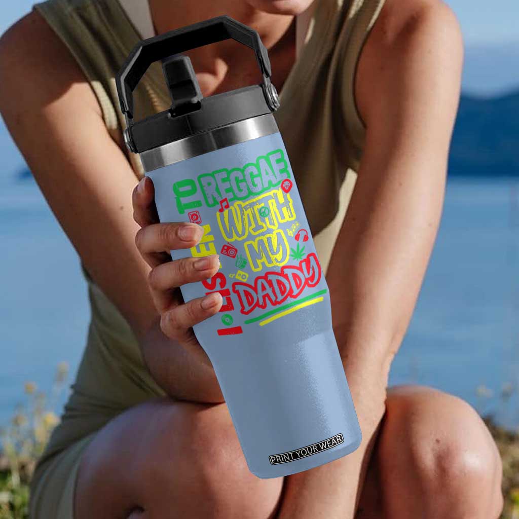 Rasta Baby Flip Straw Tumbler I Listen to Reggae with My Daddy TS10 One Size: 30 oz Light Blue Print Your Wear