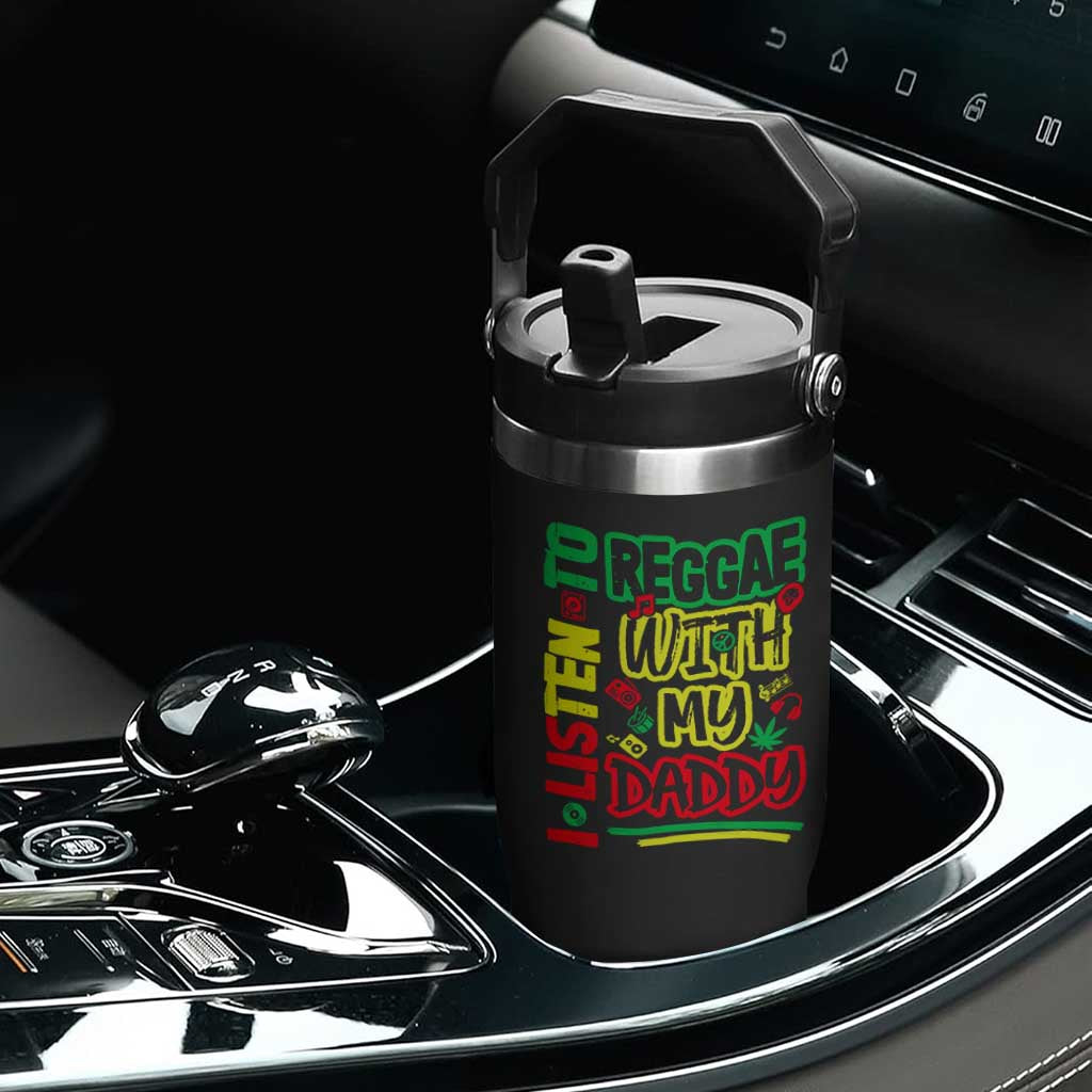 Rasta Baby Flip Straw Tumbler I Listen to Reggae with My Daddy TS10 Print Your Wear