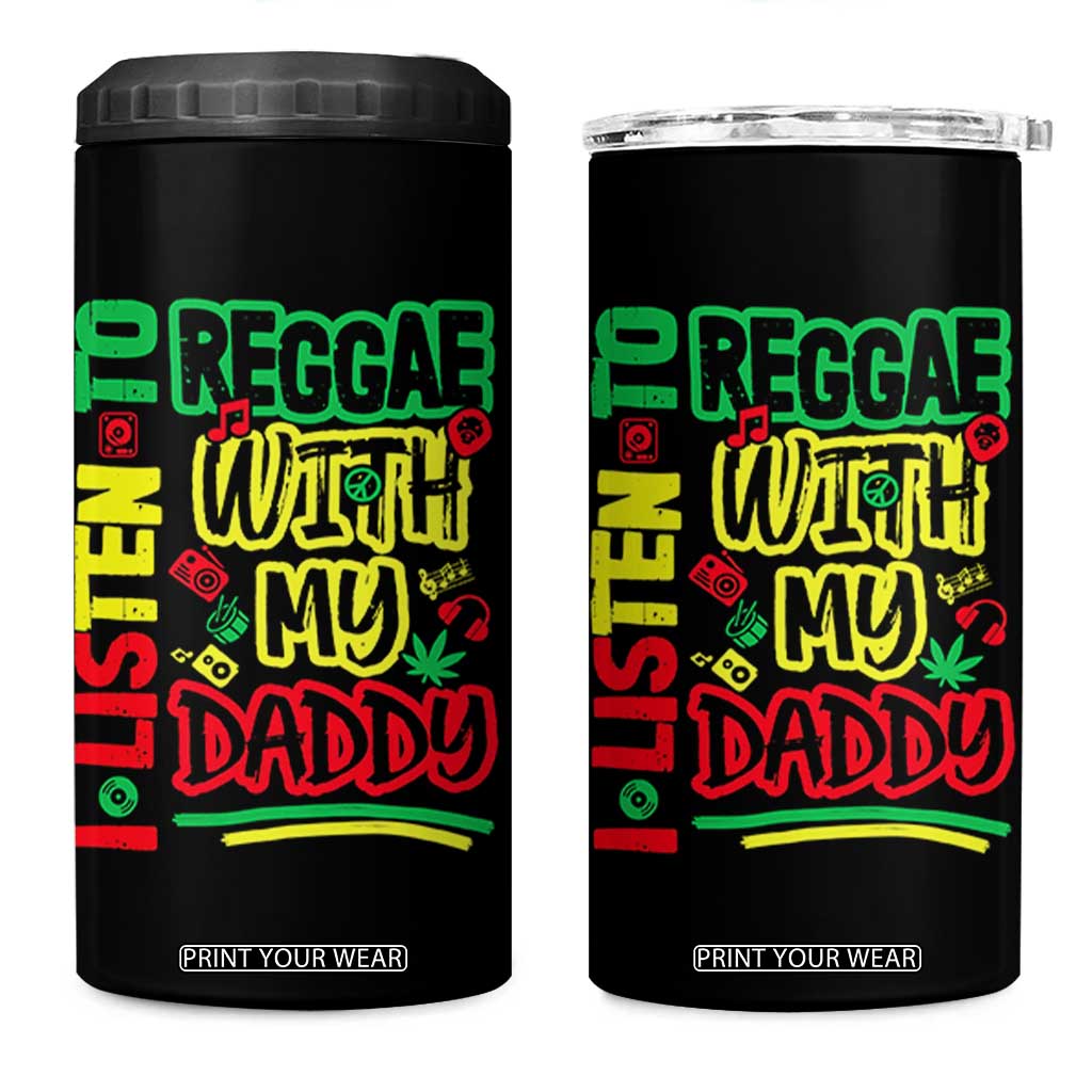 Rasta Baby 4 in 1 Can Cooler Tumbler I Listen to Reggae with My Daddy TS10 One Size: 16 oz Black Print Your Wear