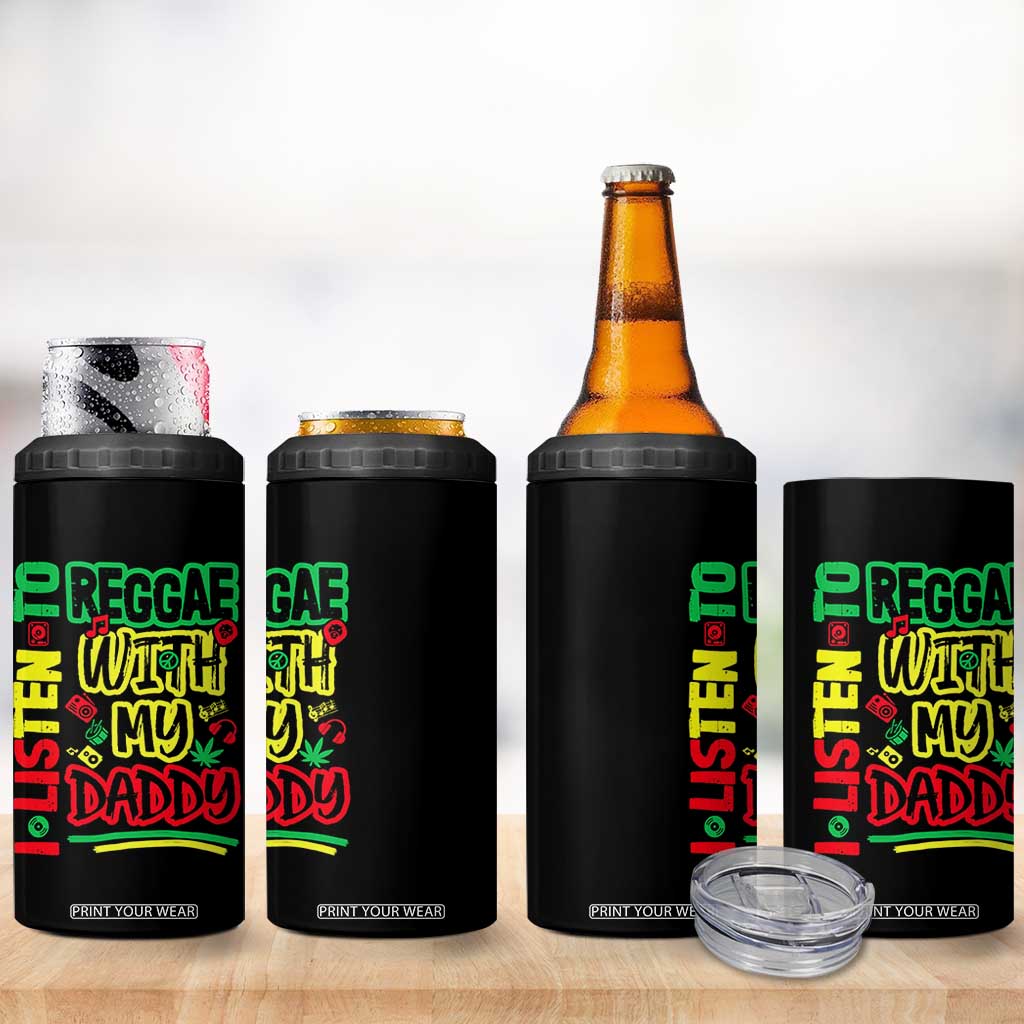 Rasta Baby 4 in 1 Can Cooler Tumbler I Listen to Reggae with My Daddy TS10 Print Your Wear