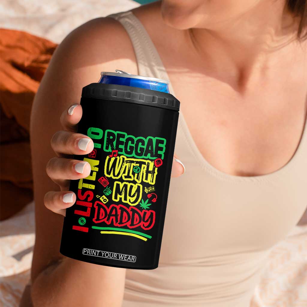 Rasta Baby 4 in 1 Can Cooler Tumbler I Listen to Reggae with My Daddy TS10 Print Your Wear