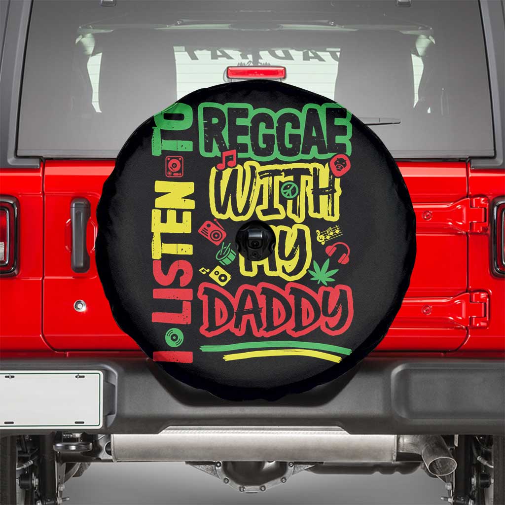 Rasta Baby Spare Tire Cover I Listen to Reggae with My Daddy TS10 Black Print Your Wear