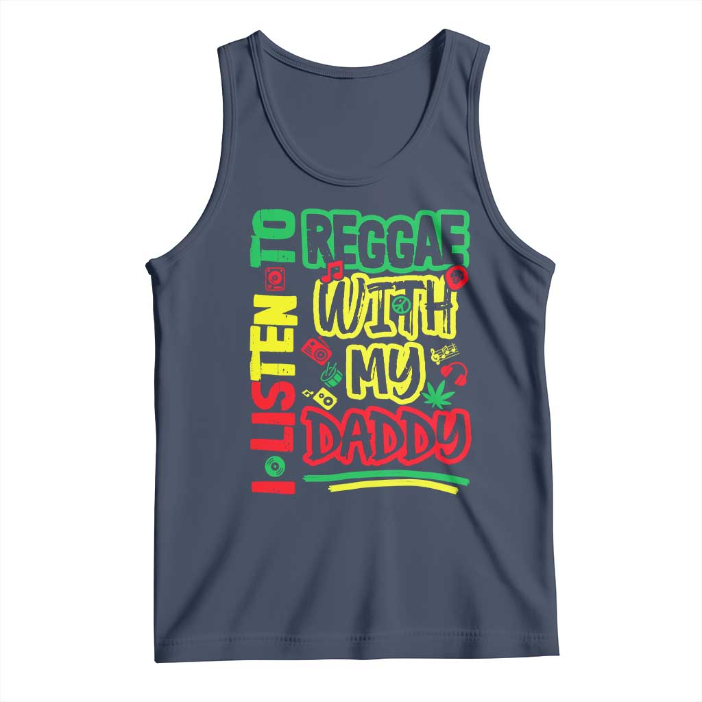 Rasta Baby Tank Top I Listen to Reggae with My Daddy TS10 Navy Print Your Wear