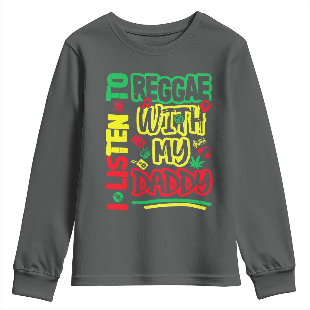 Rasta Baby Youth Sweatshirt I Listen to Reggae with My Daddy TS10 Dark Heather Print Your Wear