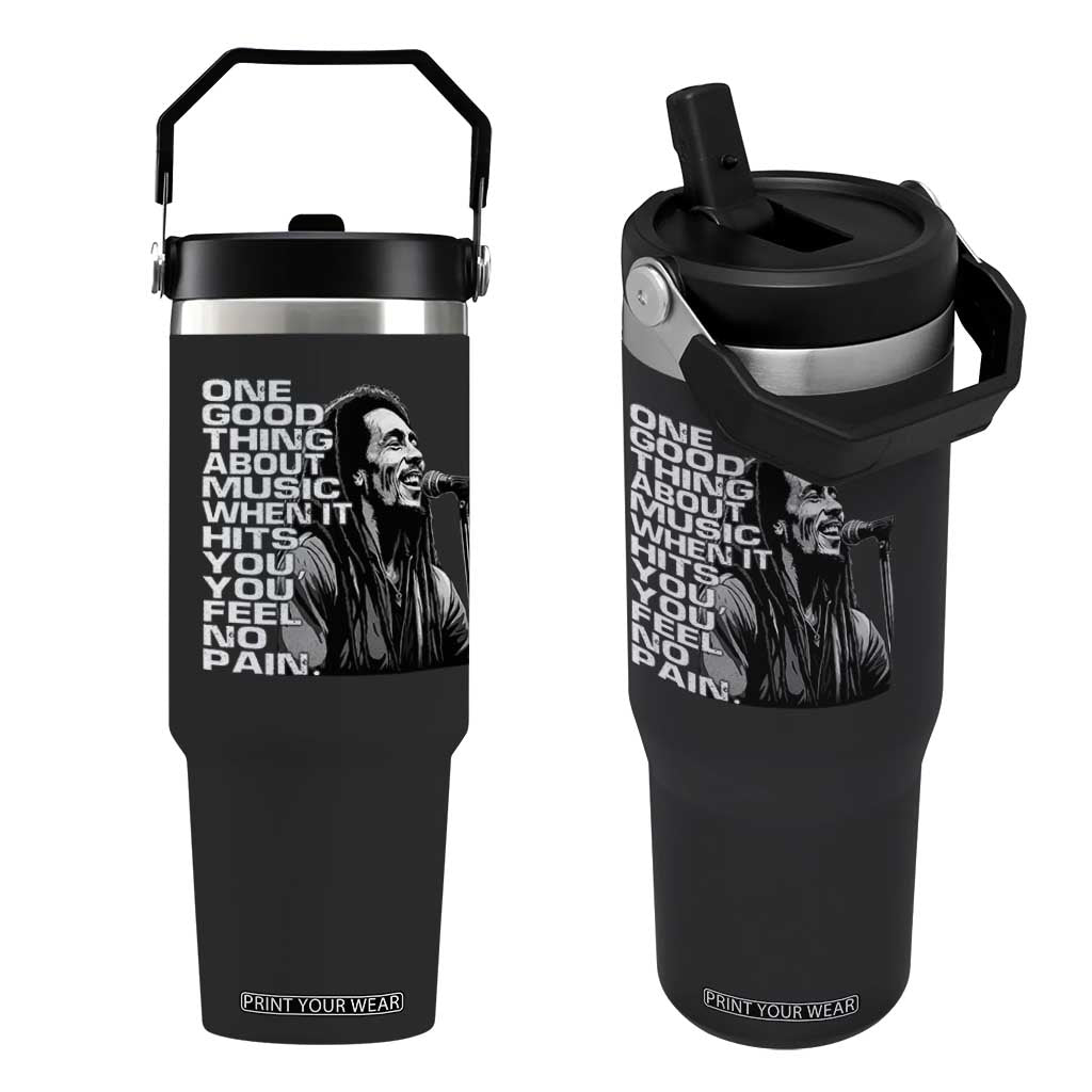 Vintage Marley Flip Straw Tumbler Jamaica Jamaican Rasta Reggage Music TS10 One Size: 30 oz Black Print Your Wear