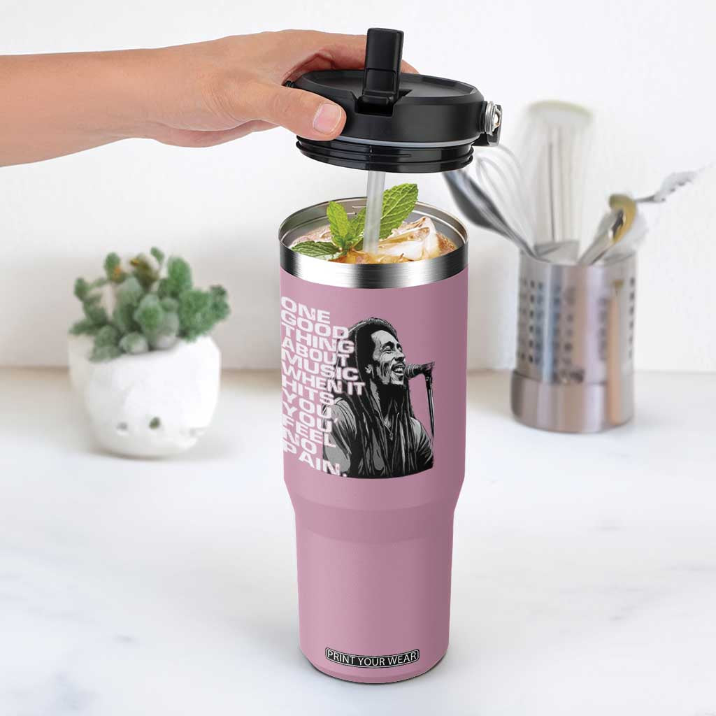 Vintage Marley Flip Straw Tumbler Jamaica Jamaican Rasta Reggage Music TS10 One Size: 30 oz Light Pink Print Your Wear
