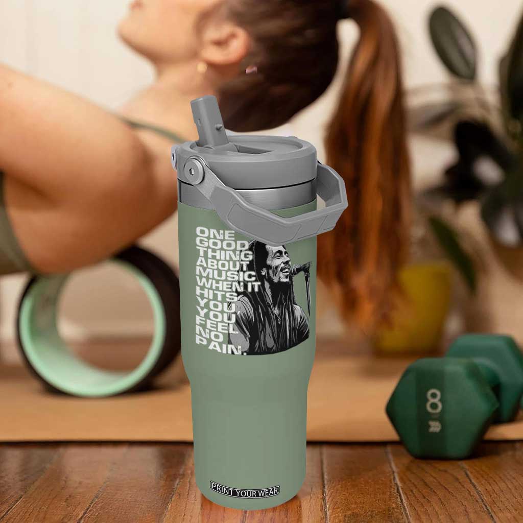 Vintage Marley Flip Straw Tumbler Jamaica Jamaican Rasta Reggage Music TS10 One Size: 30 oz Moss Green Print Your Wear