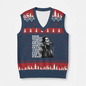 Vintage Marley V-Neck Knit Sweater Vest Jamaica Jamaican Rasta Reggage Music TS10 Navy Red Print Your Wear