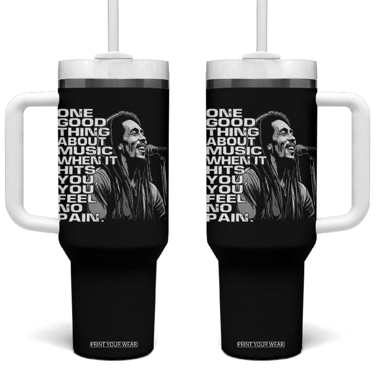 Vintage Marley Tumbler With Handle Jamaica Jamaican Rasta Reggage Music TS10 One Size: 40 oz Black Print Your Wear
