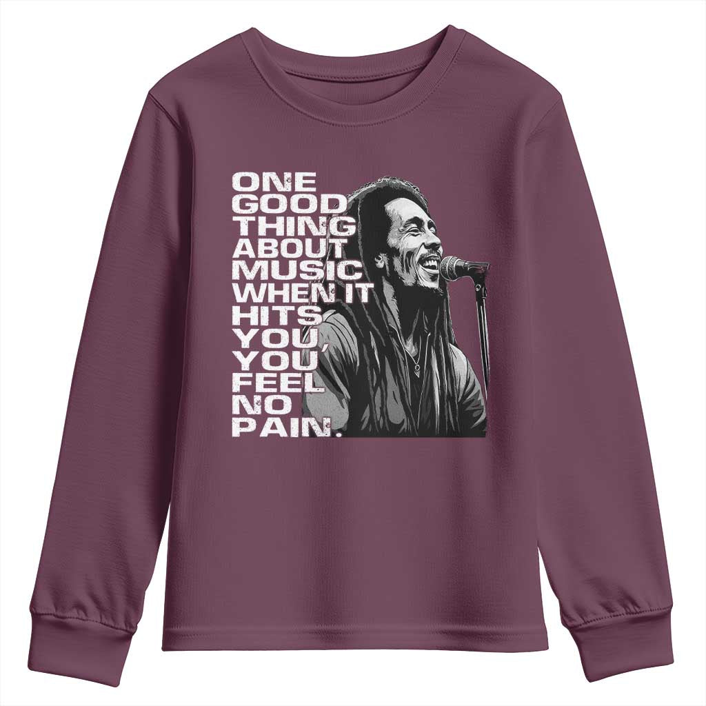 Vintage Marley Youth Sweatshirt Jamaica Jamaican Rasta Reggage Music TS10 Maroon Print Your Wear