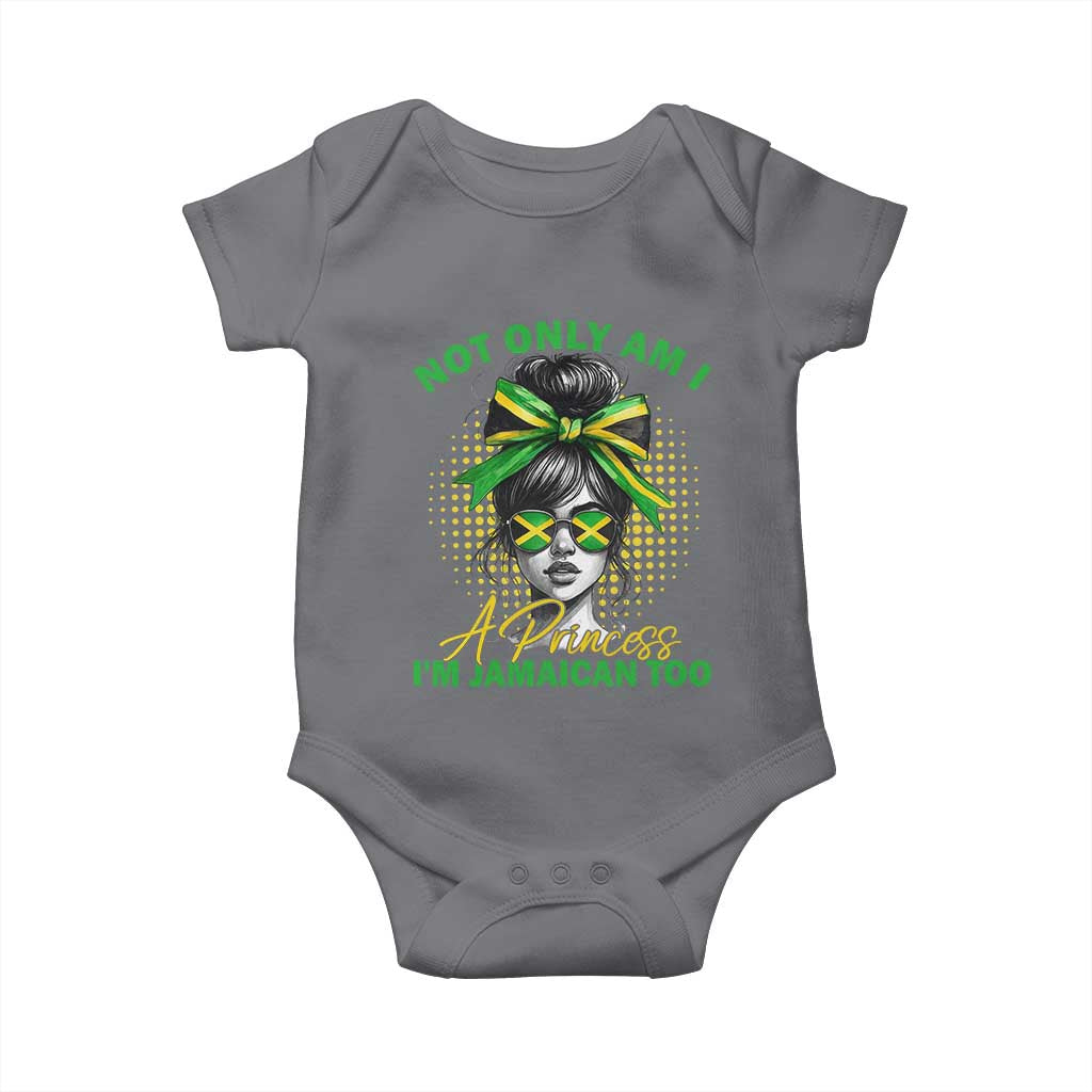Jamaican Girl Baby Onesie Messy Bun Not Only Am I A Princess Im Jamaican Too TS10 Charcoal Print Your Wear