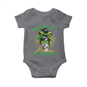 Jamaican Girl Baby Onesie Messy Bun Not Only Am I A Princess Im Jamaican Too TS10 Charcoal Print Your Wear