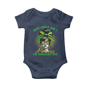 Jamaican Girl Baby Onesie Messy Bun Not Only Am I A Princess Im Jamaican Too TS10 Navy Print Your Wear