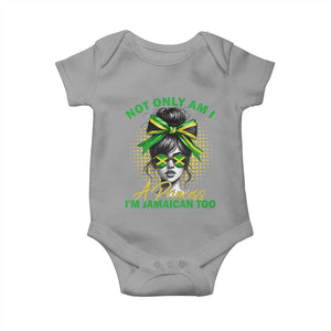 Jamaican Girl Baby Onesie Messy Bun Not Only Am I A Princess Im Jamaican Too TS10 Sport Gray Print Your Wear