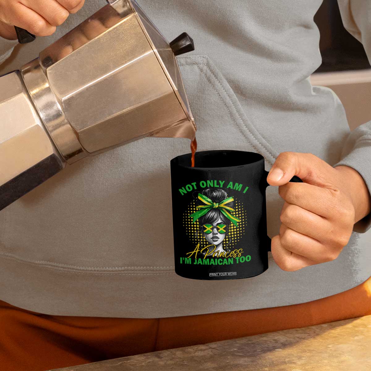 Jamaican Girl Coffee Mug Messy Bun Not Only Am I A Princess Im Jamaican Too TS10 Print Your Wear