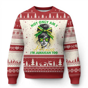 Jamaican Girl Ugly Christmas Sweater Messy Bun Not Only Am I A Princess Im Jamaican Too TS10 Beige Red Print Your Wear
