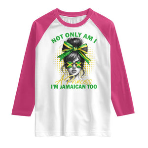 Jamaican Girl Raglan Shirt Messy Bun Not Only Am I A Princess Im Jamaican Too TS10 White Heliconia Print Your Wear