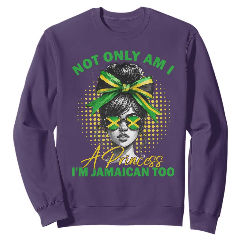 Jamaican Girl Sweatshirt Messy Bun Not Only Am I A Princess Im Jamaican Too TS10 Purple Print Your Wear