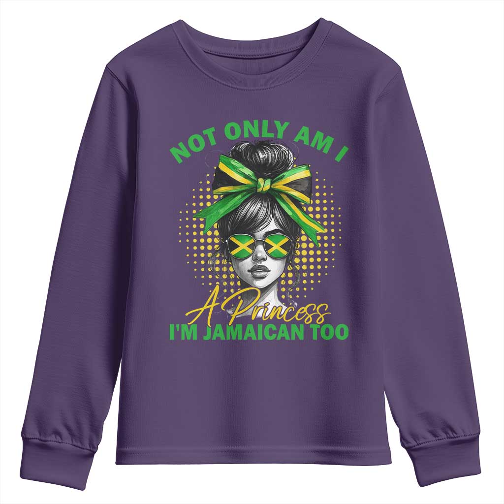 Jamaican Girl Youth Sweatshirt Messy Bun Not Only Am I A Princess Im Jamaican Too TS10 Purple Print Your Wear