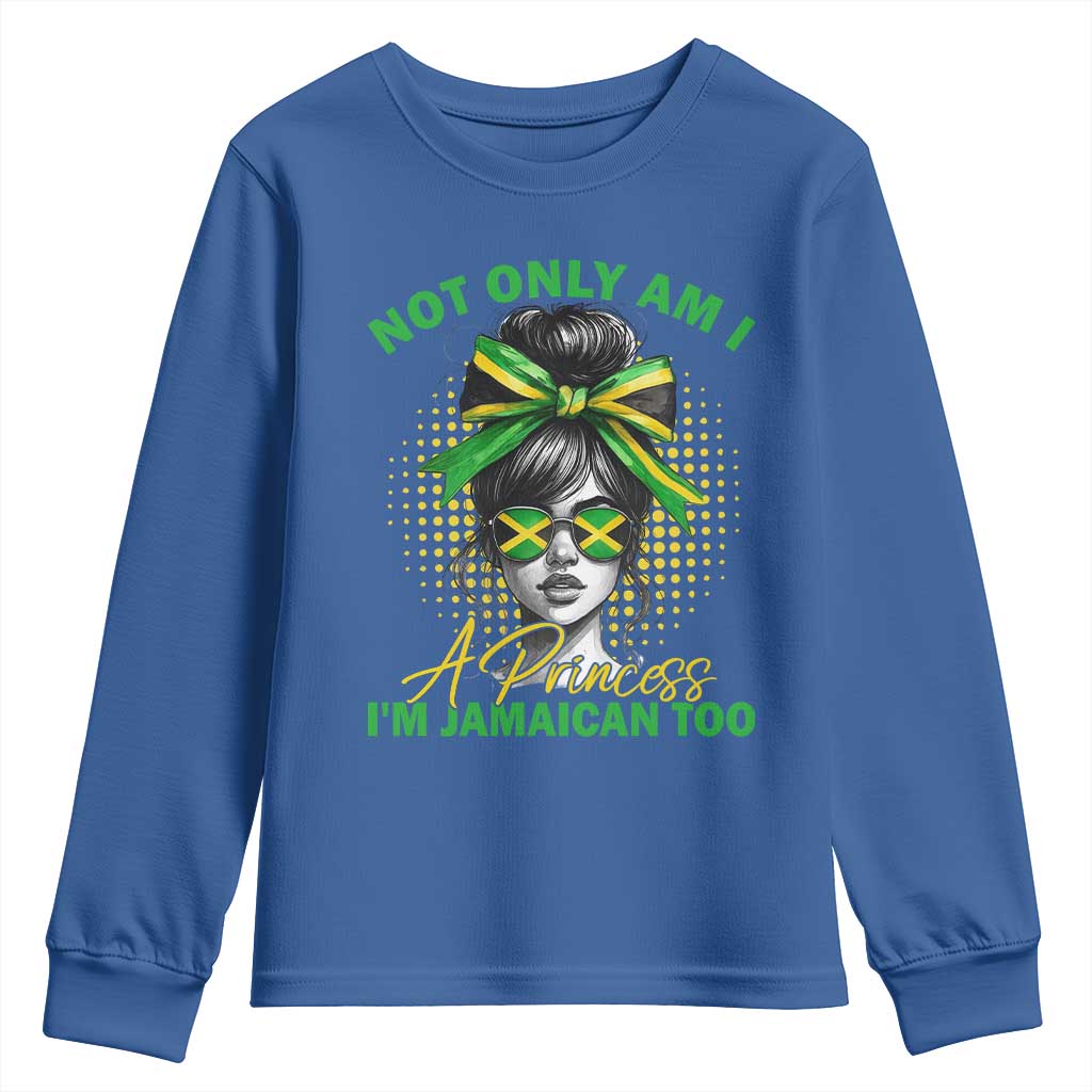 Jamaican Girl Youth Sweatshirt Messy Bun Not Only Am I A Princess Im Jamaican Too TS10 Royal Blue Print Your Wear