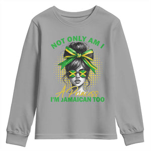 Jamaican Girl Youth Sweatshirt Messy Bun Not Only Am I A Princess Im Jamaican Too TS10 Sport Gray Print Your Wear