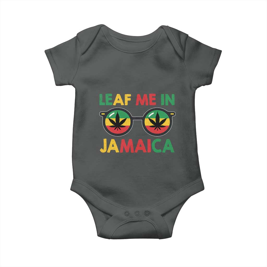 Leaf Me In Jamaica Baby Onesie Funny Weed Stoner Marijuana Jamaican Rasta Reggae TS10 Dark Heather Print Your Wear