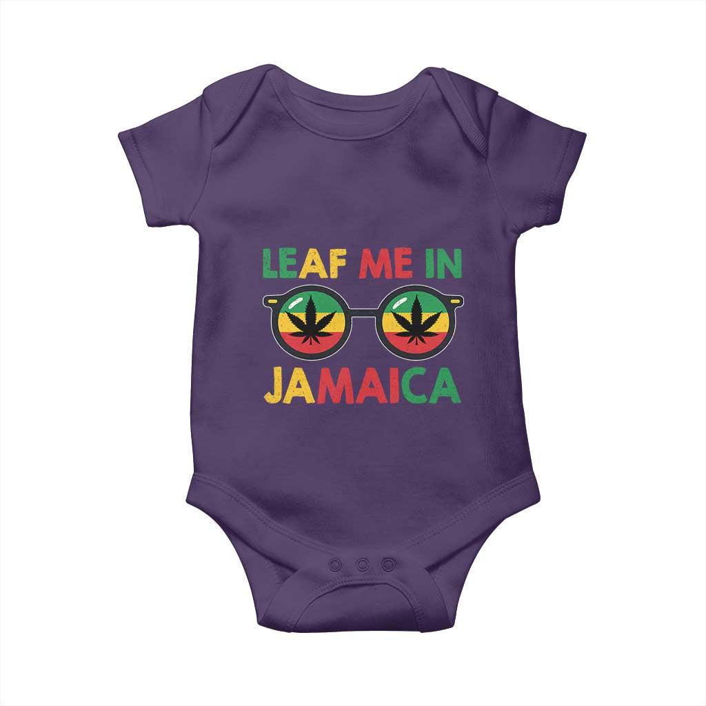 Leaf Me In Jamaica Baby Onesie Funny Weed Stoner Marijuana Jamaican Rasta Reggae TS10 Purple Print Your Wear