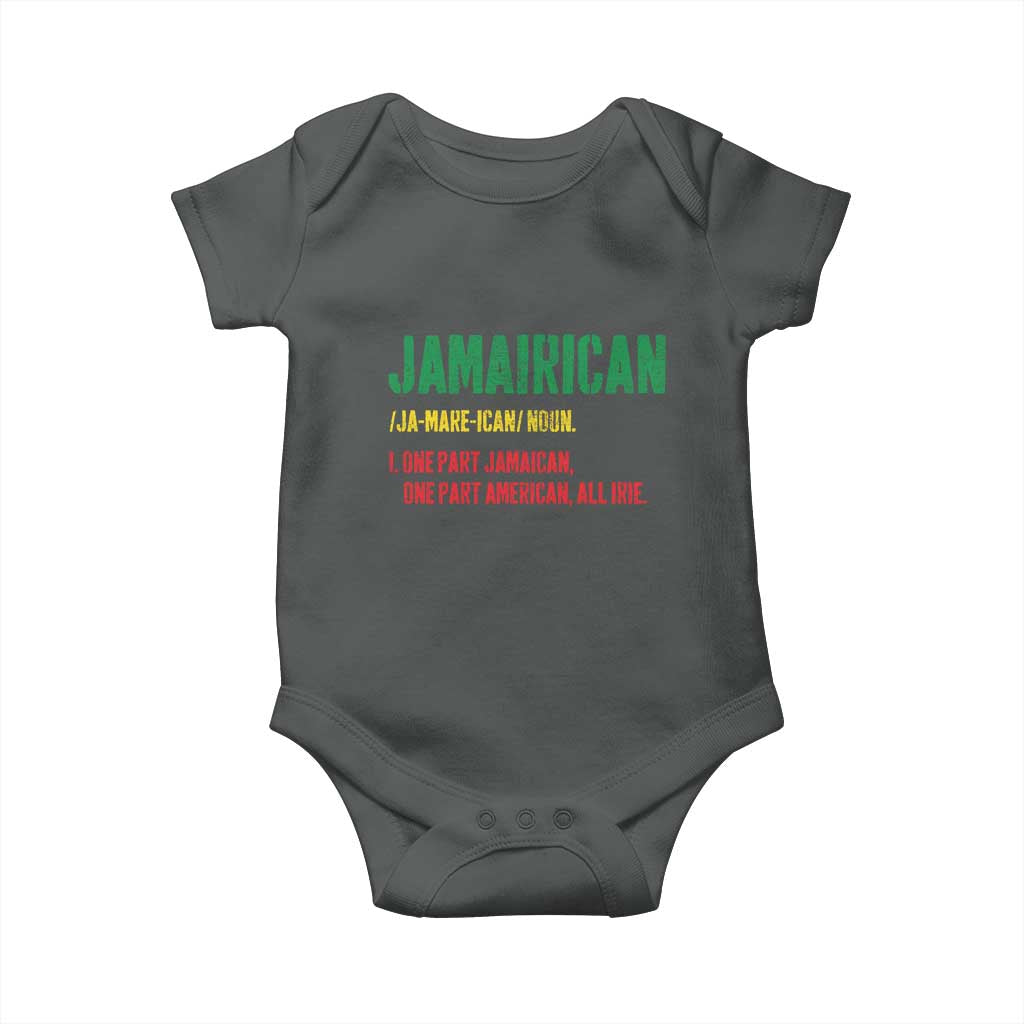 Funny Jamaican American Baby Onesie Retro Jamairican Roots TS10 Dark Heather Print Your Wear