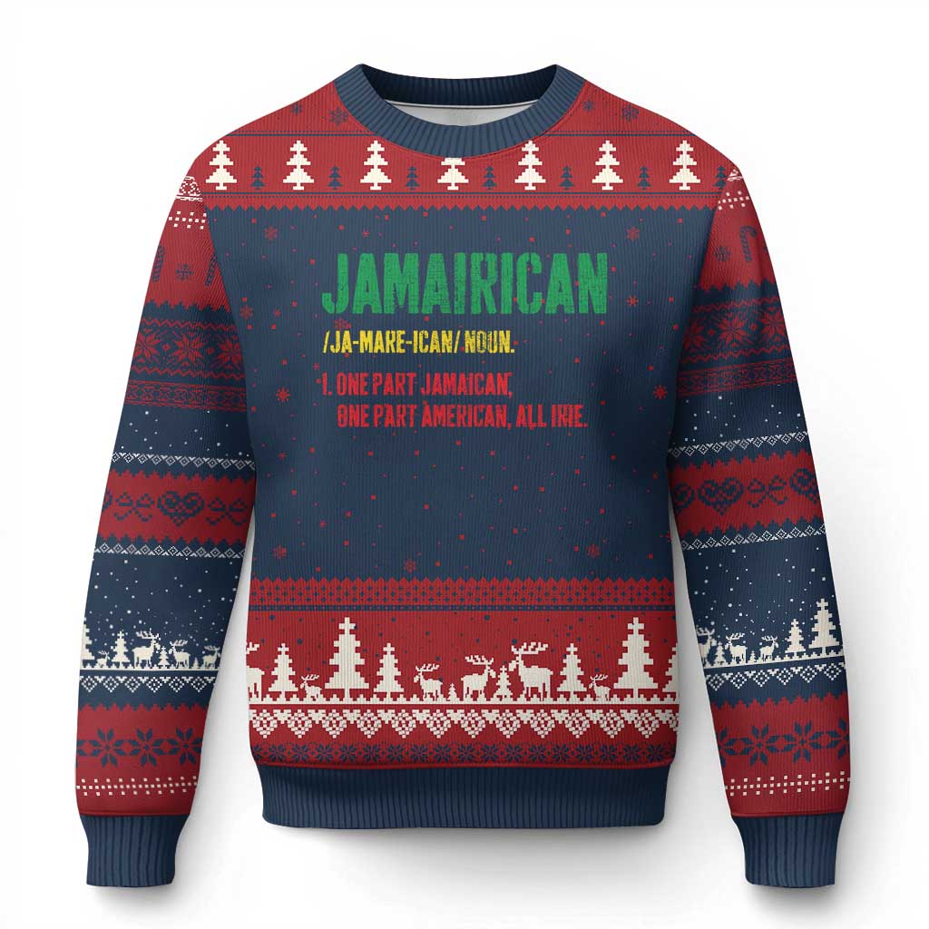 Funny Jamaican American Ugly Christmas Sweater Retro Jamairican Roots TS10 Navy Red Print Your Wear