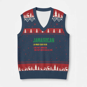 Funny Jamaican American V-Neck Knit Sweater Vest Retro Jamairican Roots TS10 Navy Red Print Your Wear