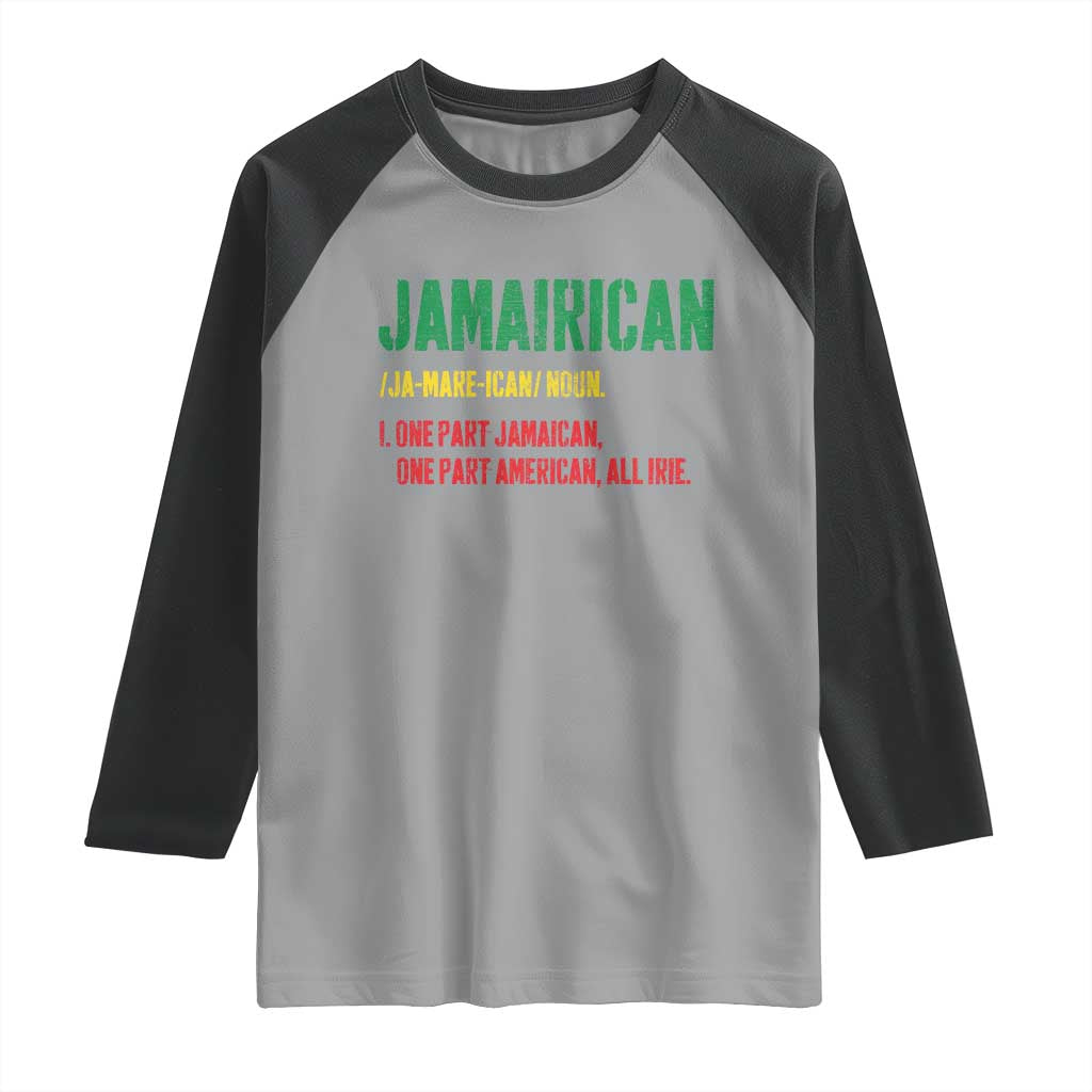 Funny Jamaican American Raglan Shirt Retro Jamairican Roots TS10 Sport Gray Black Print Your Wear