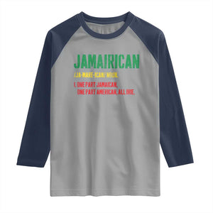 Funny Jamaican American Raglan Shirt Retro Jamairican Roots TS10 Sport Gray Navy Print Your Wear