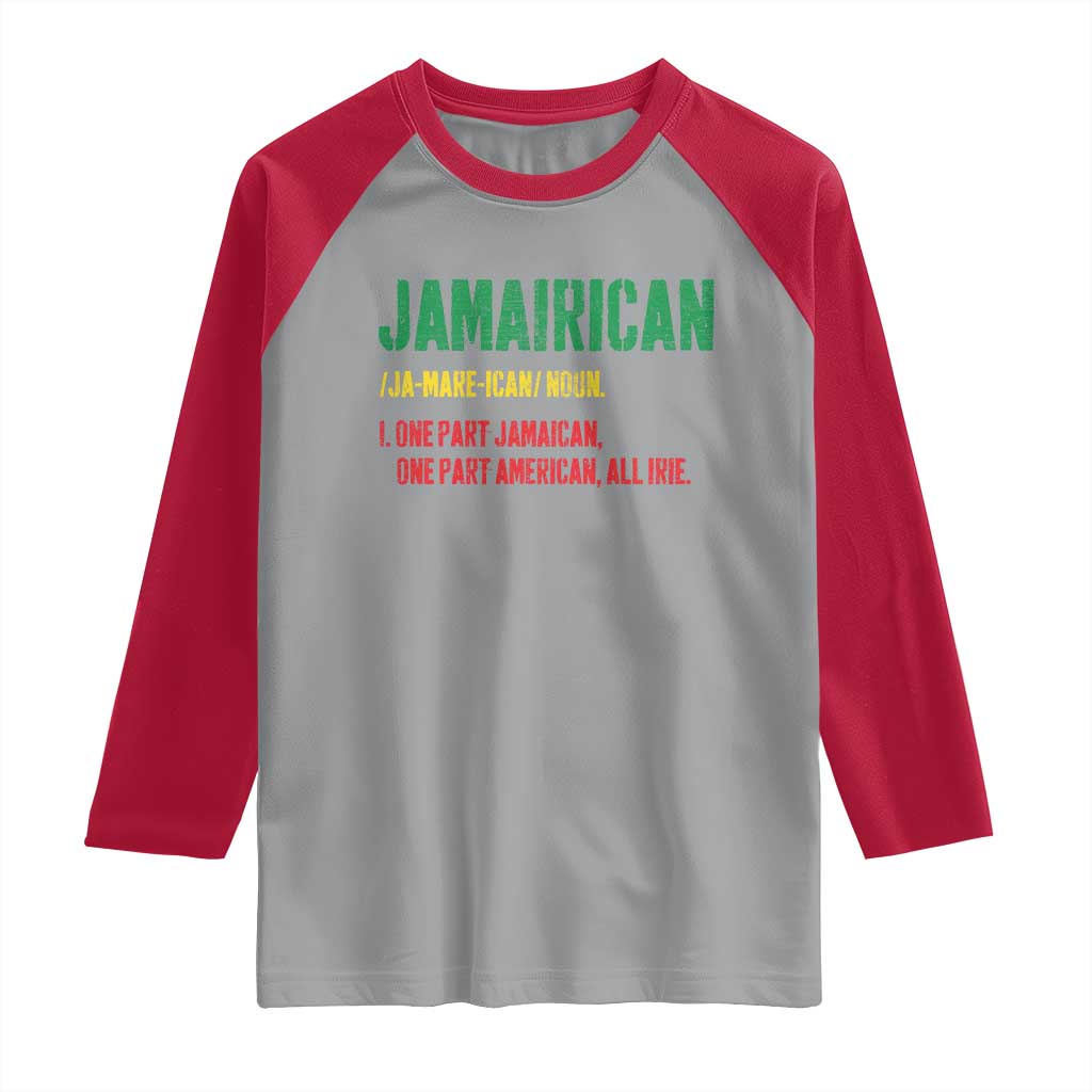 Funny Jamaican American Raglan Shirt Retro Jamairican Roots TS10 Sport Gray Red Print Your Wear