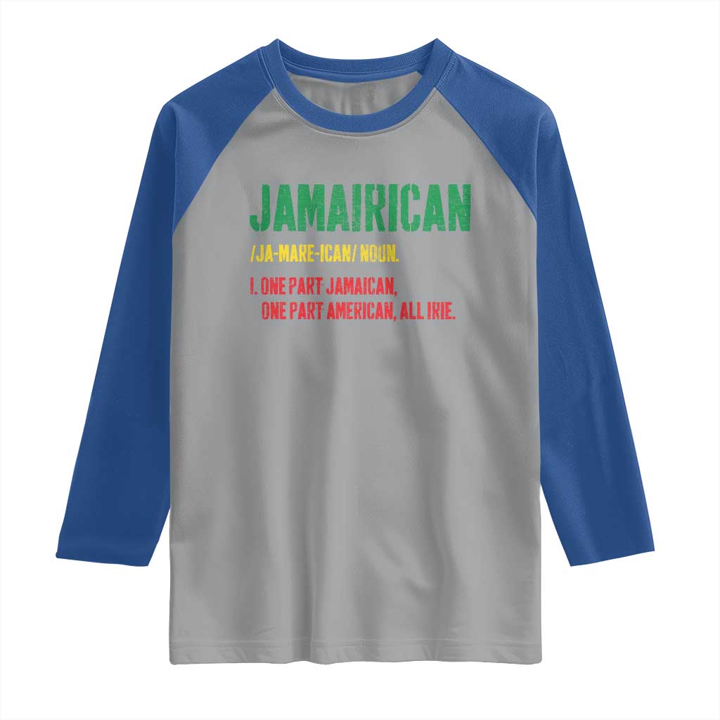 Funny Jamaican American Raglan Shirt Retro Jamairican Roots TS10 Sport Gray Royal Print Your Wear