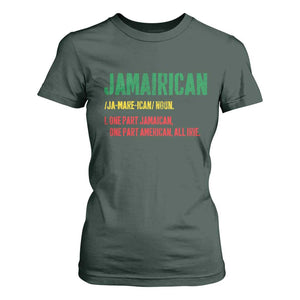Funny Jamaican American T Shirt For Women Retro Jamairican Roots TS10 Dark Forest Green Print Your Wear