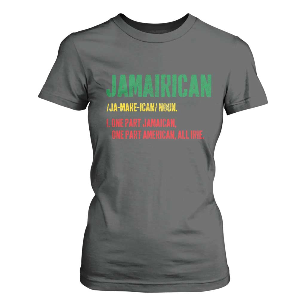 Funny Jamaican American T Shirt For Women Retro Jamairican Roots TS10 Dark Heather Print Your Wear