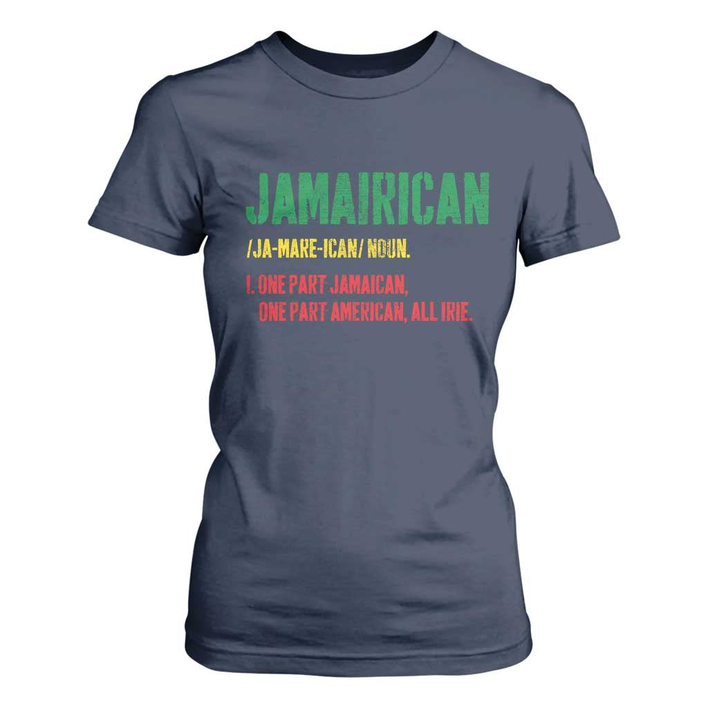 Funny Jamaican American T Shirt For Women Retro Jamairican Roots TS10 Navy Print Your Wear