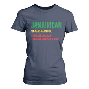 Funny Jamaican American T Shirt For Women Retro Jamairican Roots TS10 Navy Print Your Wear
