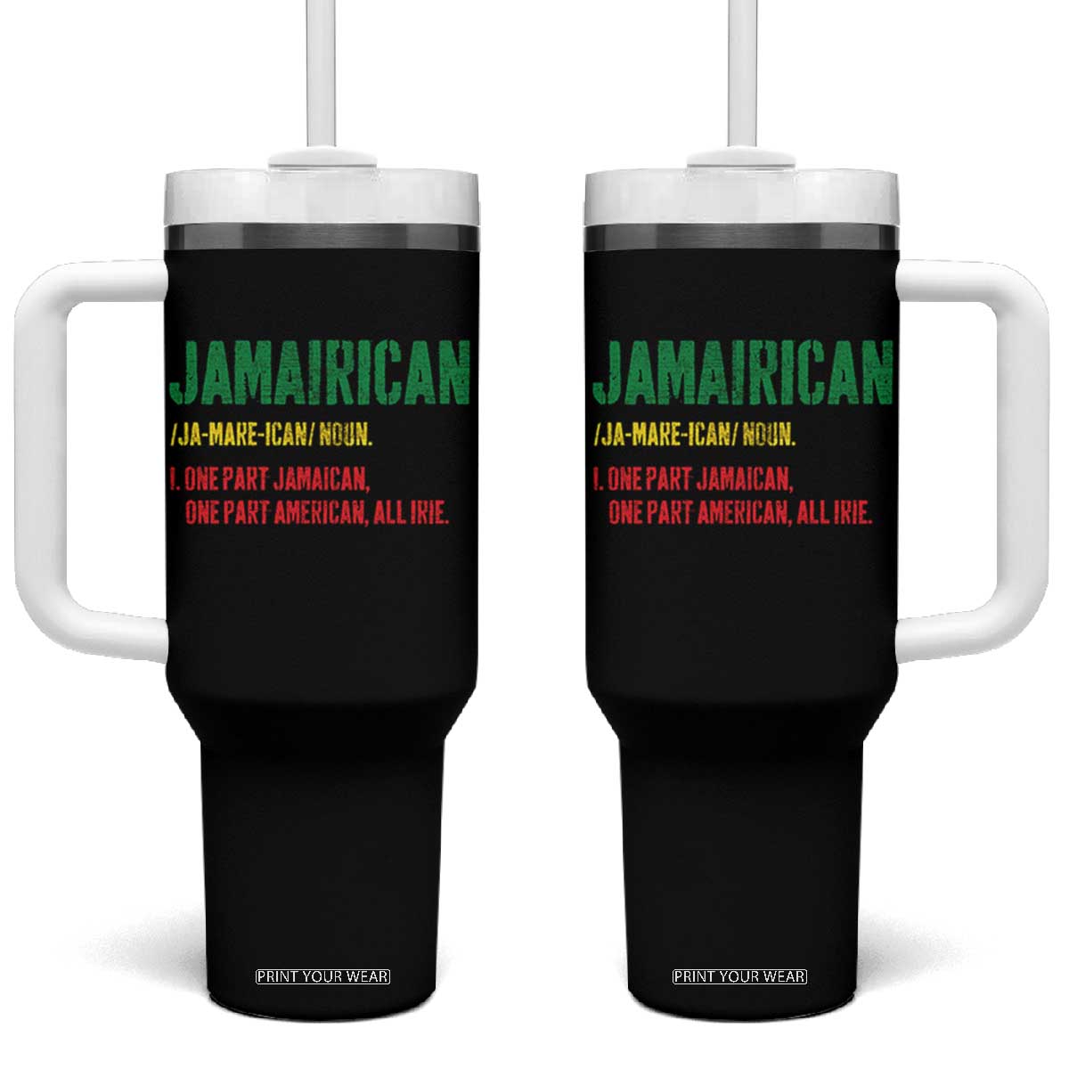 Funny Jamaican American Tumbler With Handle Retro Jamairican Roots TS10 One Size: 40 oz Black Print Your Wear