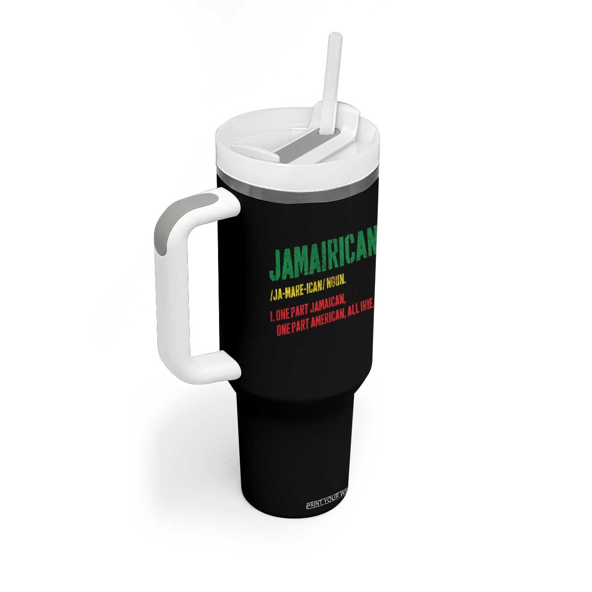 Funny Jamaican American Tumbler With Handle Retro Jamairican Roots TS10 Print Your Wear