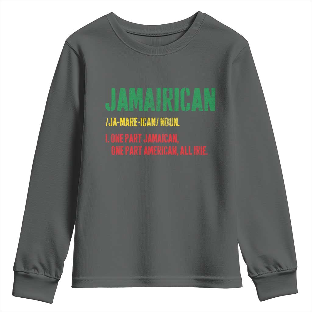 Funny Jamaican American Youth Sweatshirt Retro Jamairican Roots TS10 Dark Heather Print Your Wear