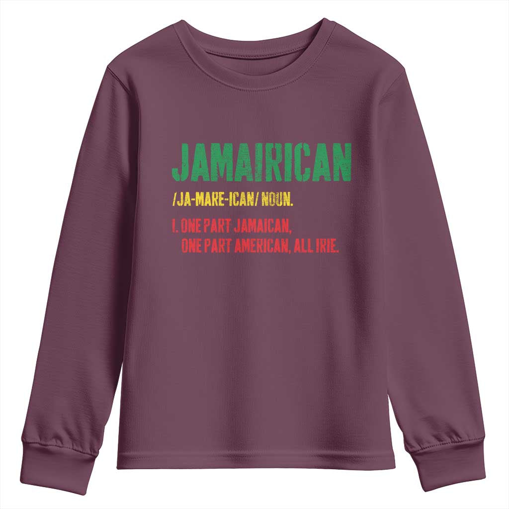 Funny Jamaican American Youth Sweatshirt Retro Jamairican Roots TS10 Maroon Print Your Wear