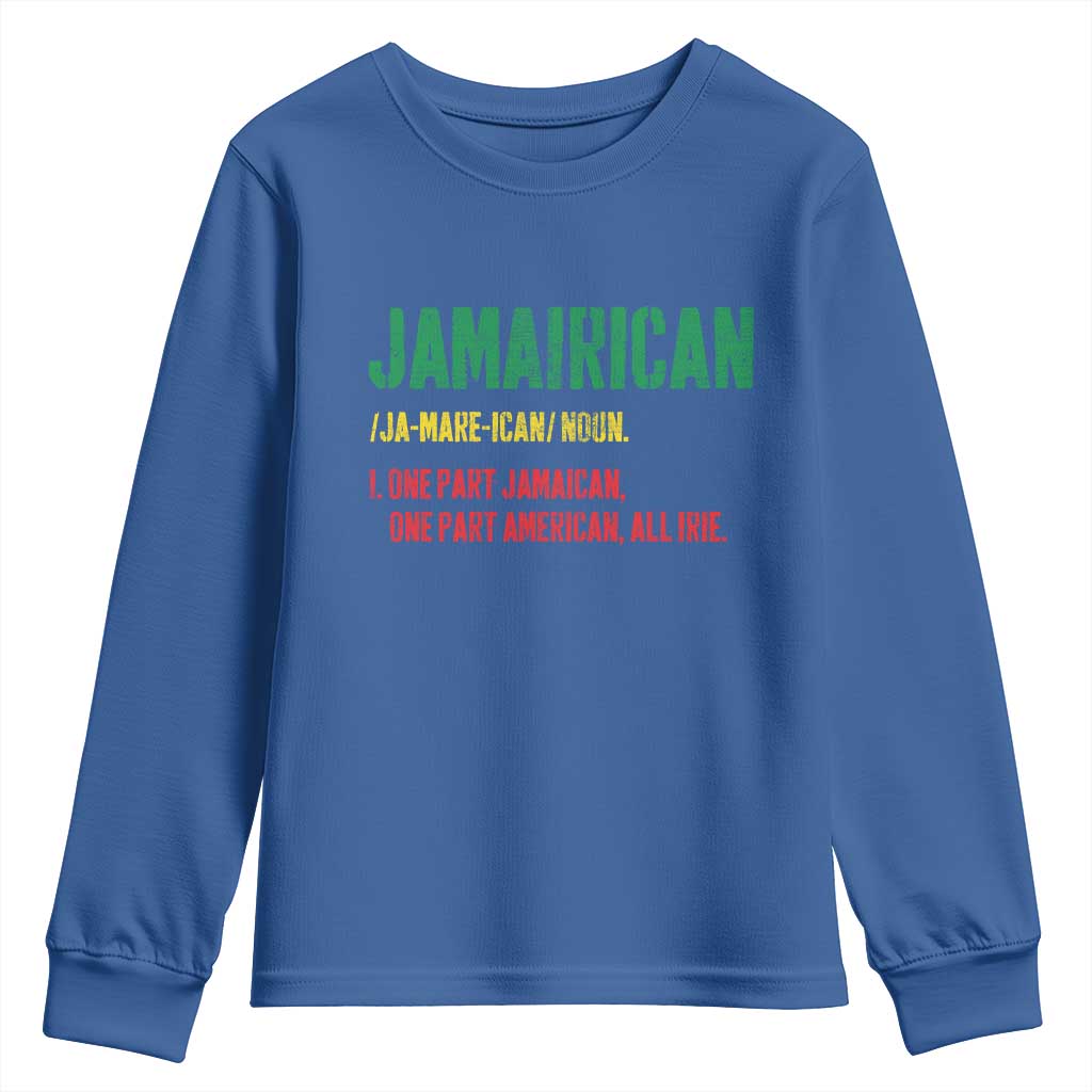 Funny Jamaican American Youth Sweatshirt Retro Jamairican Roots TS10 Royal Blue Print Your Wear